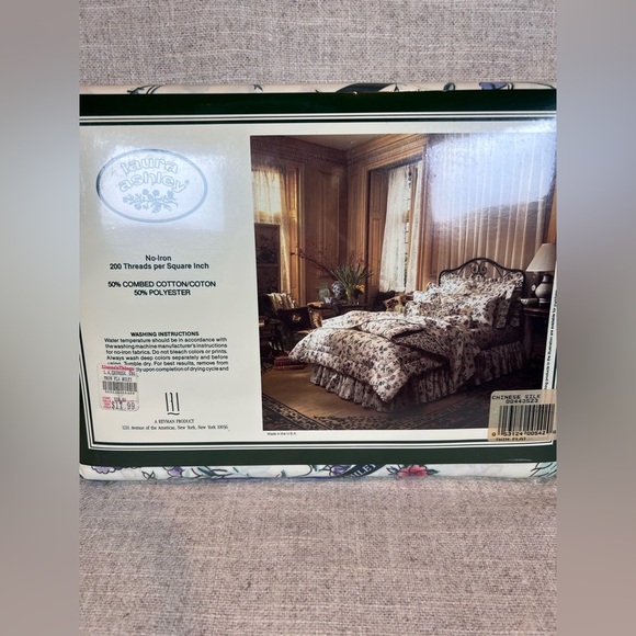 Laura Ashley Vintage Chinese Silk Floral twin size flat sheet scalloped edge NWT - Picture 3 of 7
